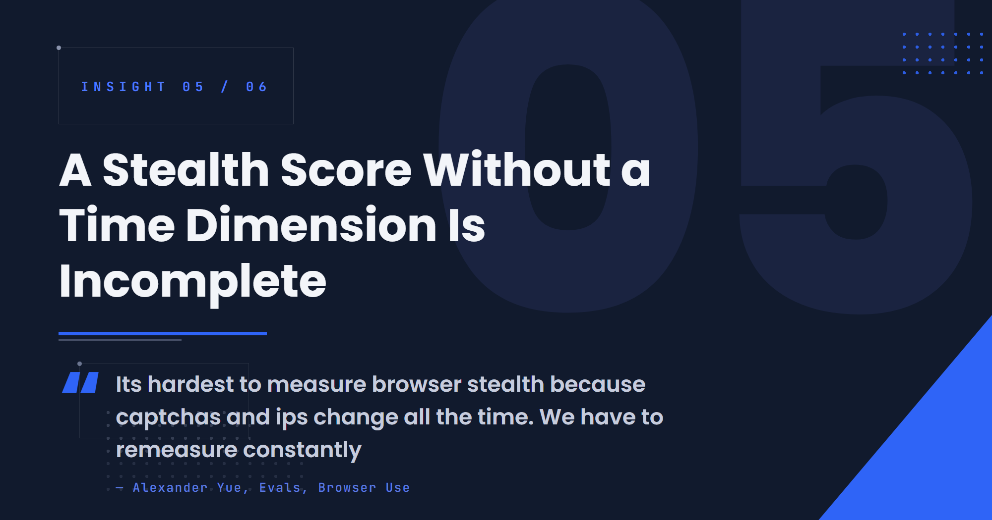 A Stealth Score Without a Time Dimension Is Incomplete
