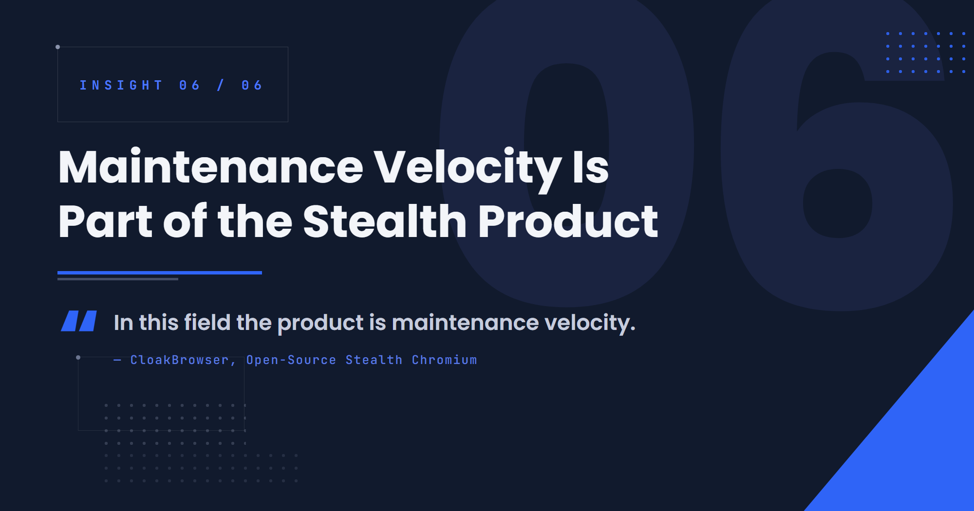 Maintenance Velocity Is Part of the Stealth Product