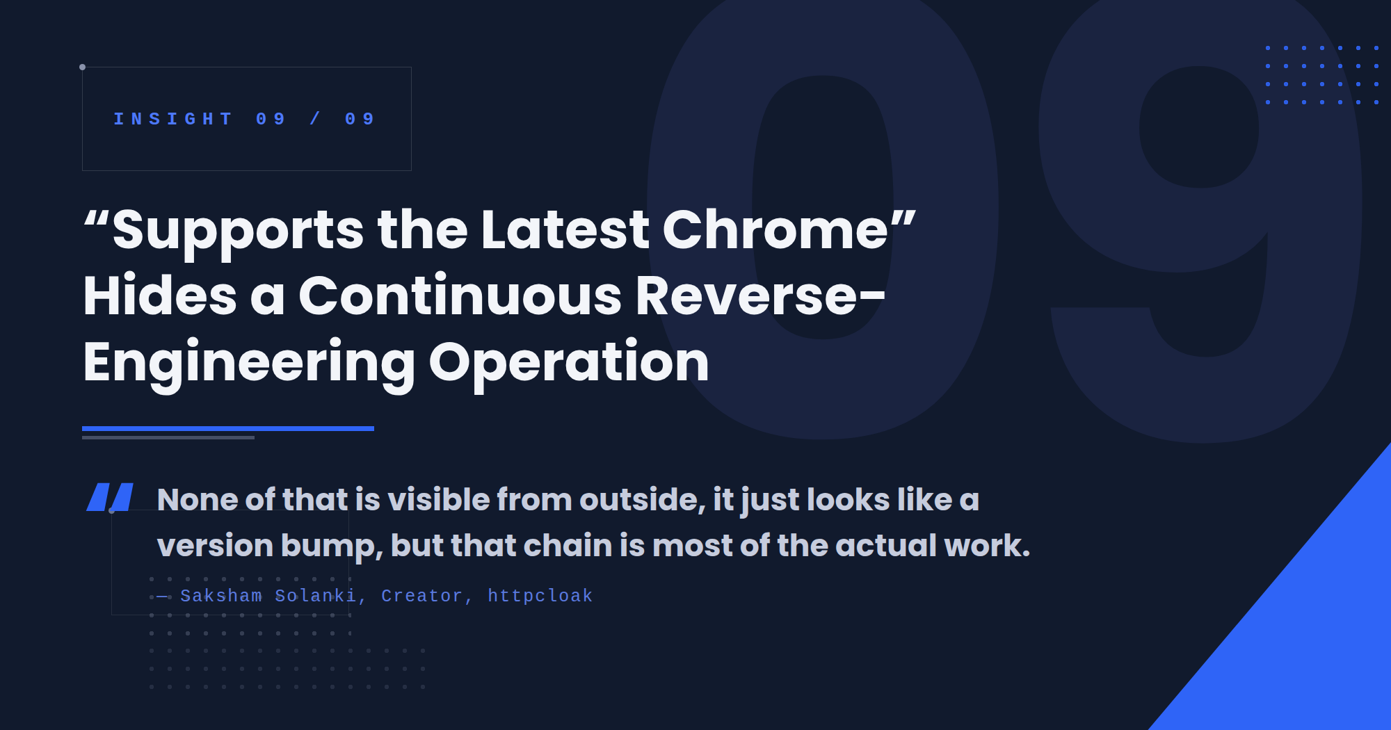 "Supports the Latest Chrome" Hides a Continuous Reverse-Engineering Operation