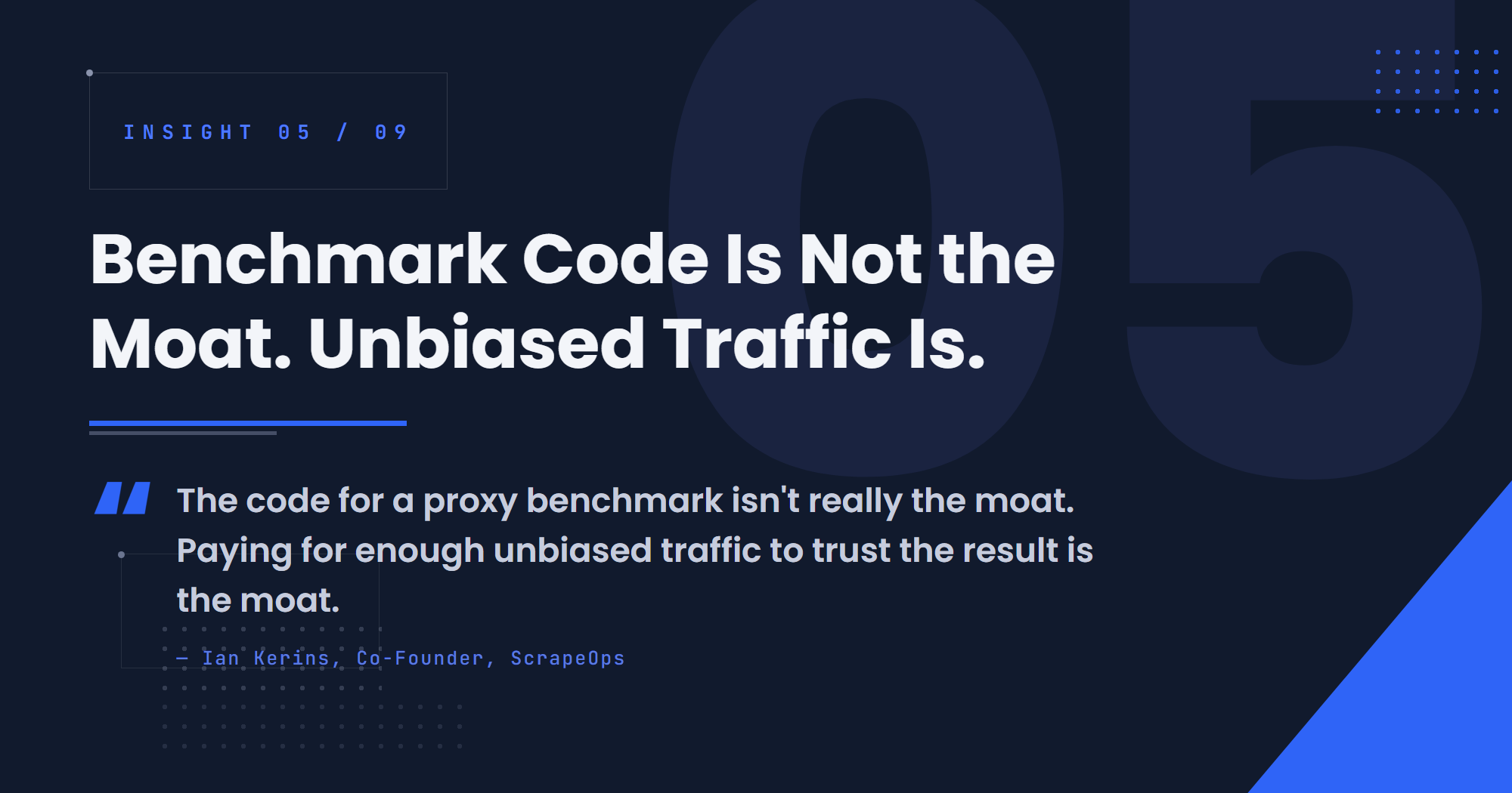 The Code for a Benchmark Is Not the Moat. Unbiased Traffic Is.