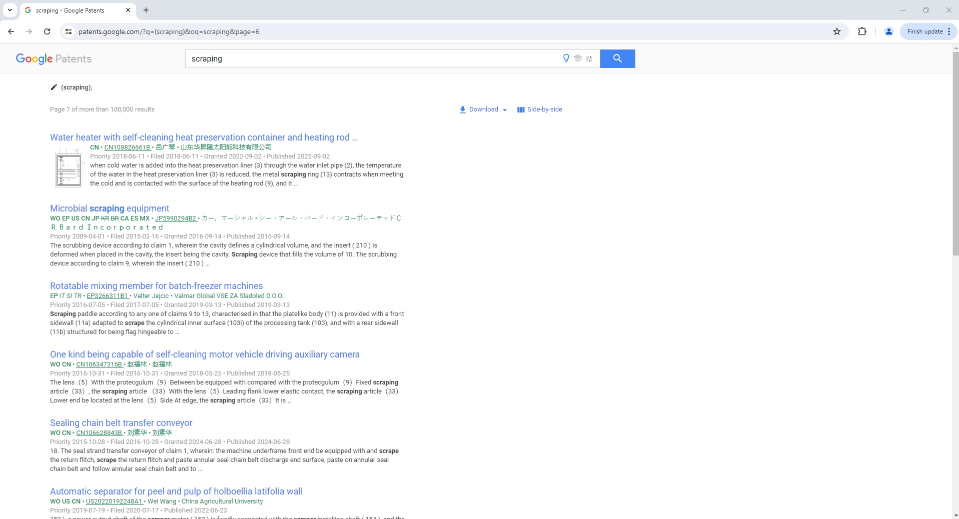 ScrapeOps Parser API - Google Patent Search Page