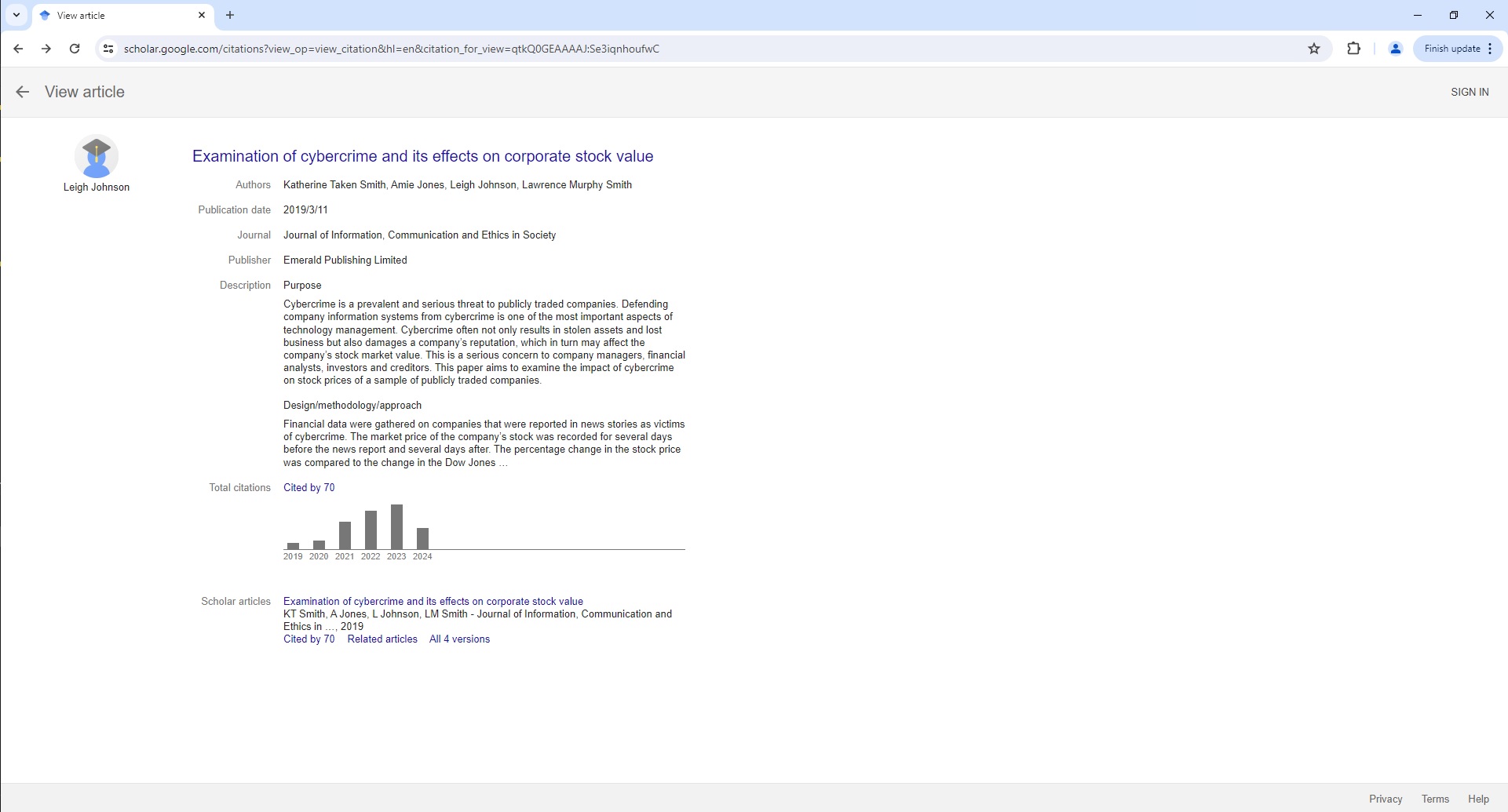 ScrapeOps Parser API - Google Scholar Article Page