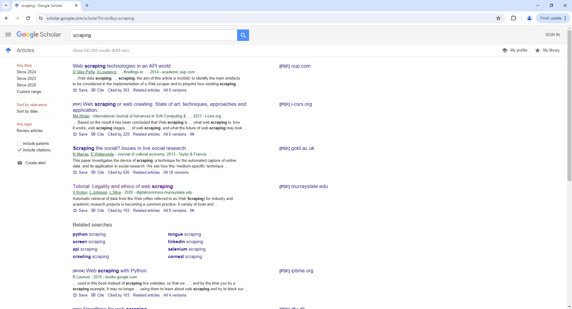 ScrapeOps Parser API - Google Scholar Search Page