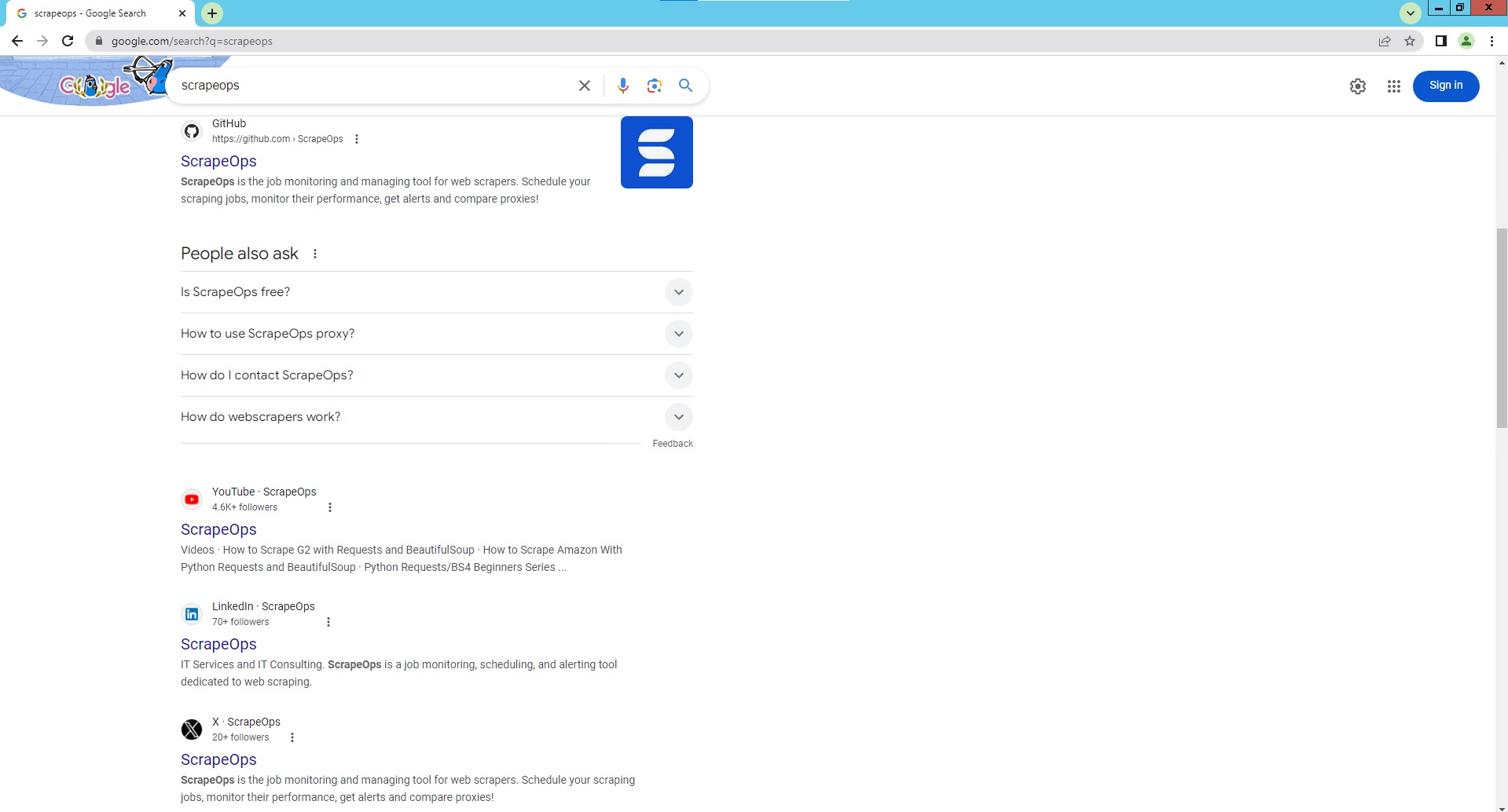 ScrapeOps Parser API - Google Search Page