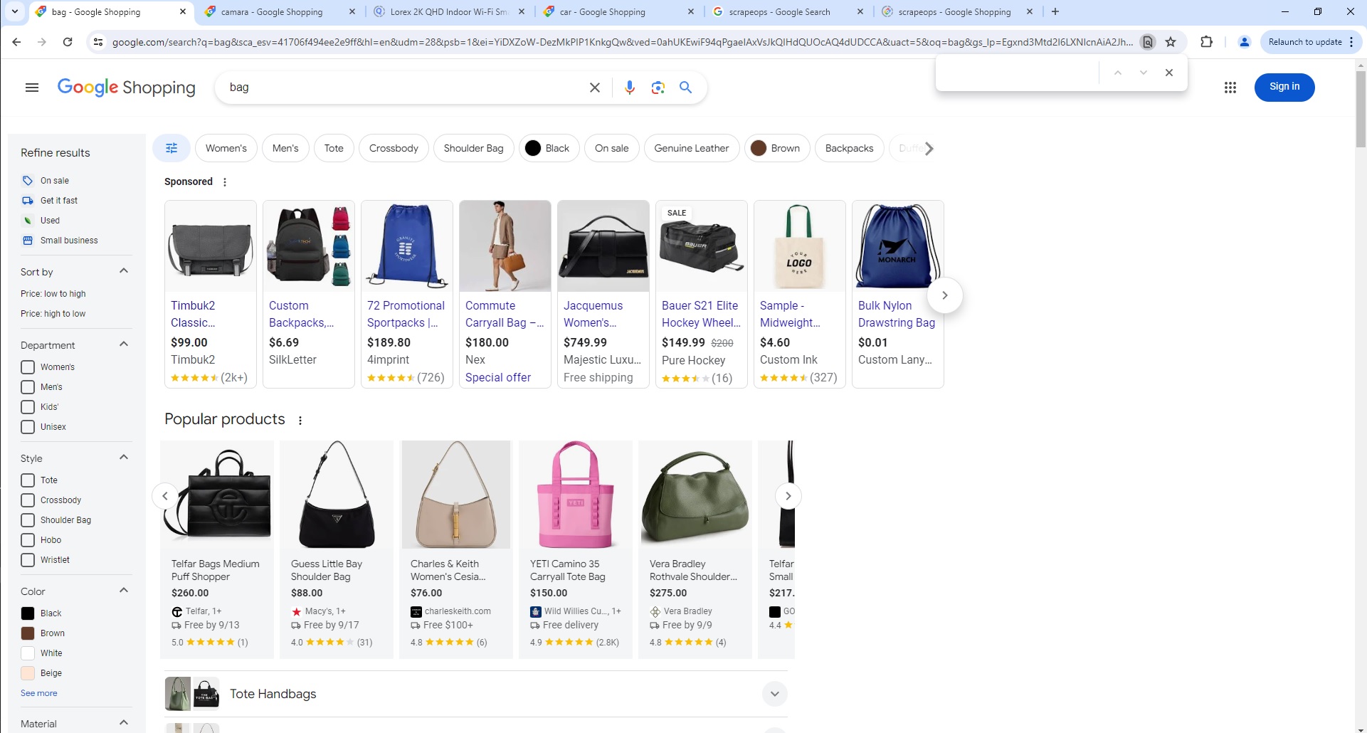 ScrapeOps Parser API - Google Shop Search Page