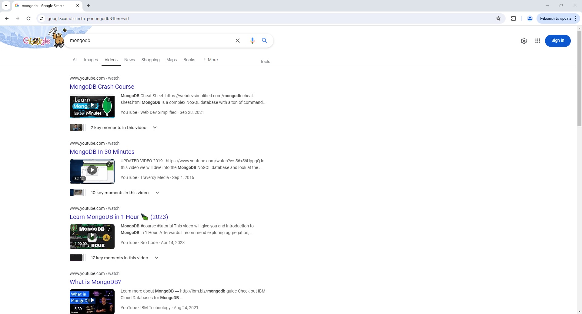 ScrapeOps Parser API - Google Video Search Page