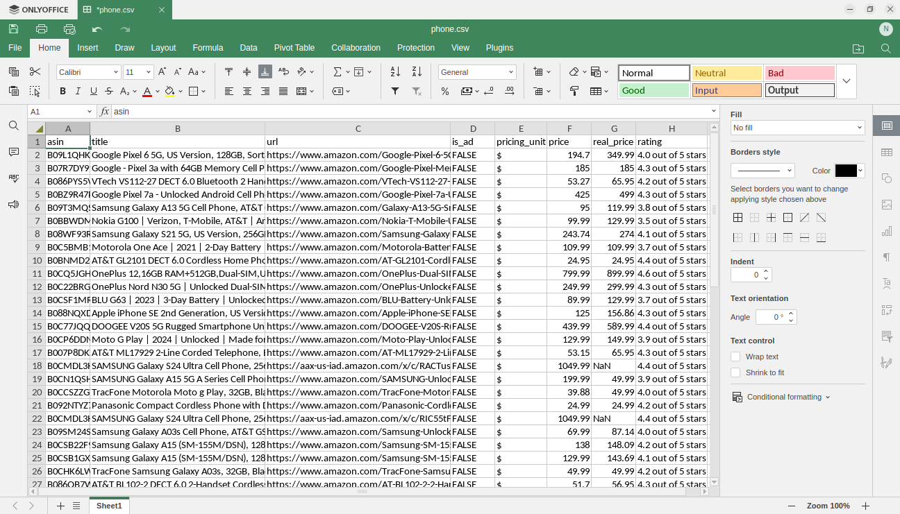Crawler Report in CSV