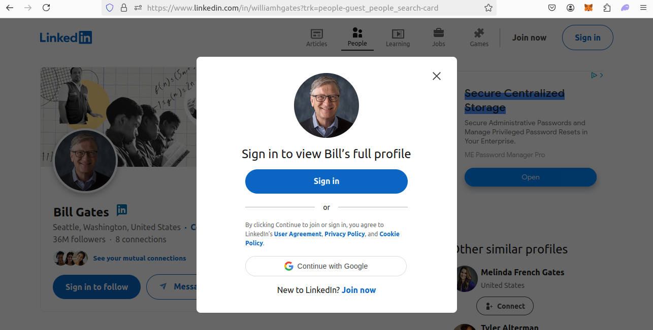 Bill Gates LinkedIn Profile