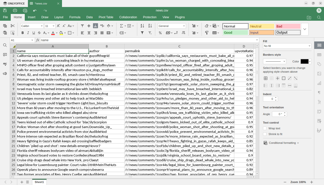 CSV Output