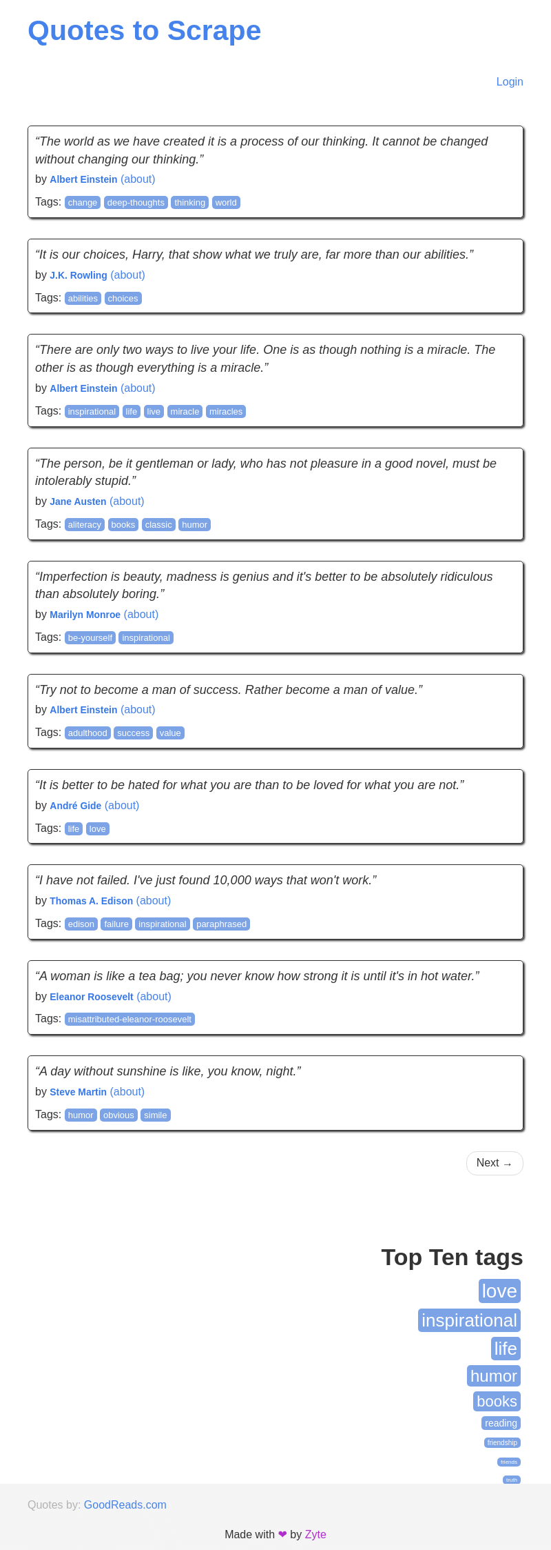 Quotes to Scrape Full-Page Screenshot
