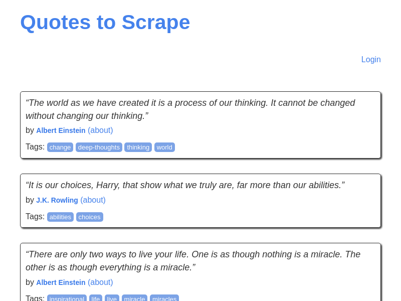 Quotes to Scrape Homepage Screenshot
