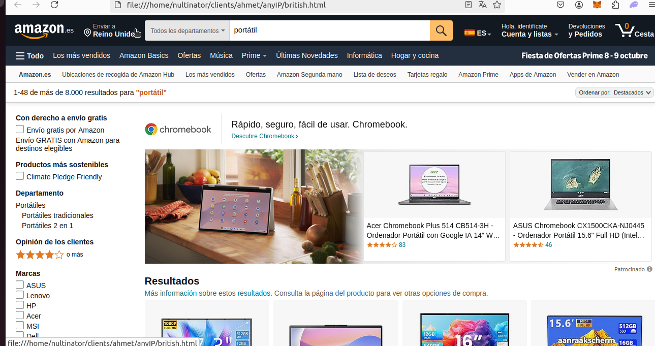 Amazon Britain results page