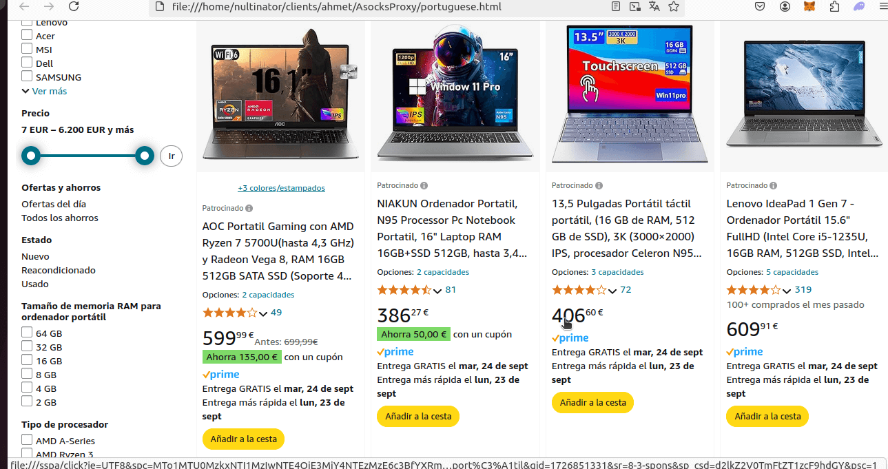 Amazon.es Porguguese