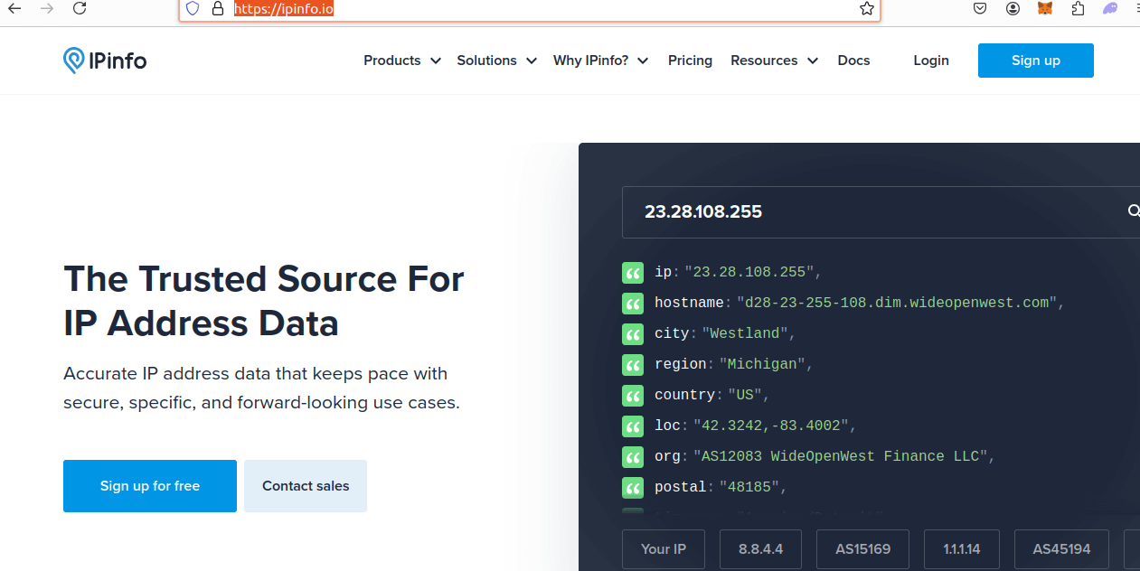 IP Info Homepage
