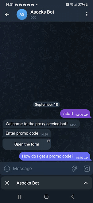 Asocks Telegram Chatbot