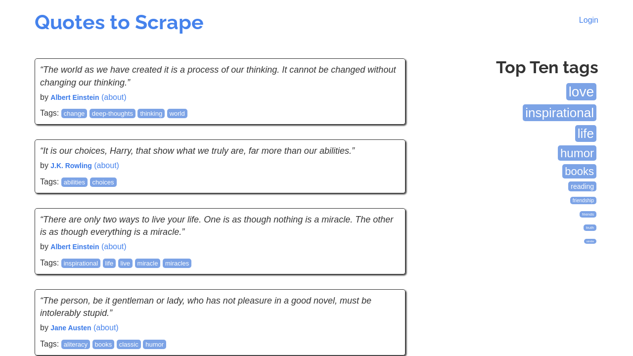 Quotes to Scrape Homepage