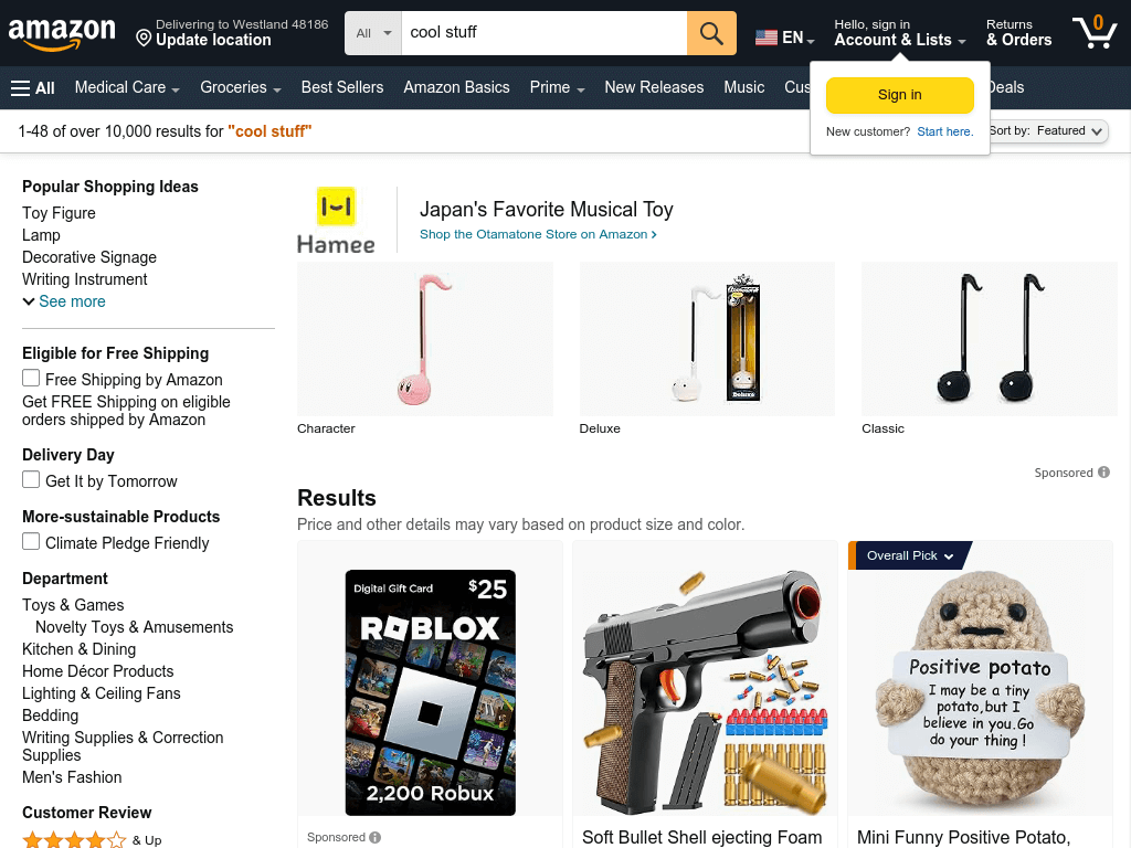 Amazon Cool Stuff Search Results