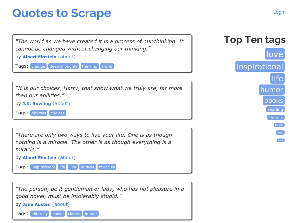 Quotes to Scrape Homepage