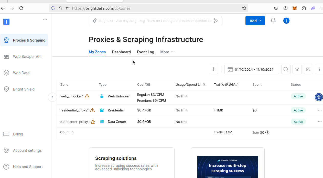 BrightData MyZones
