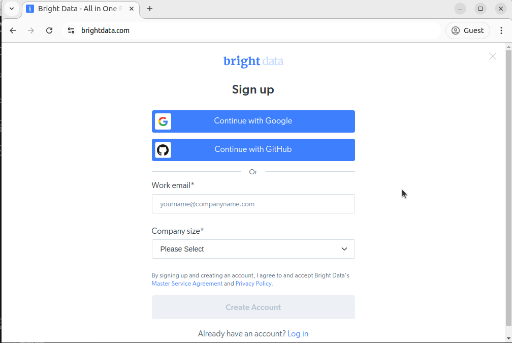 BrightData Signup