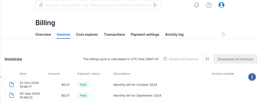 BrightData Invoices
