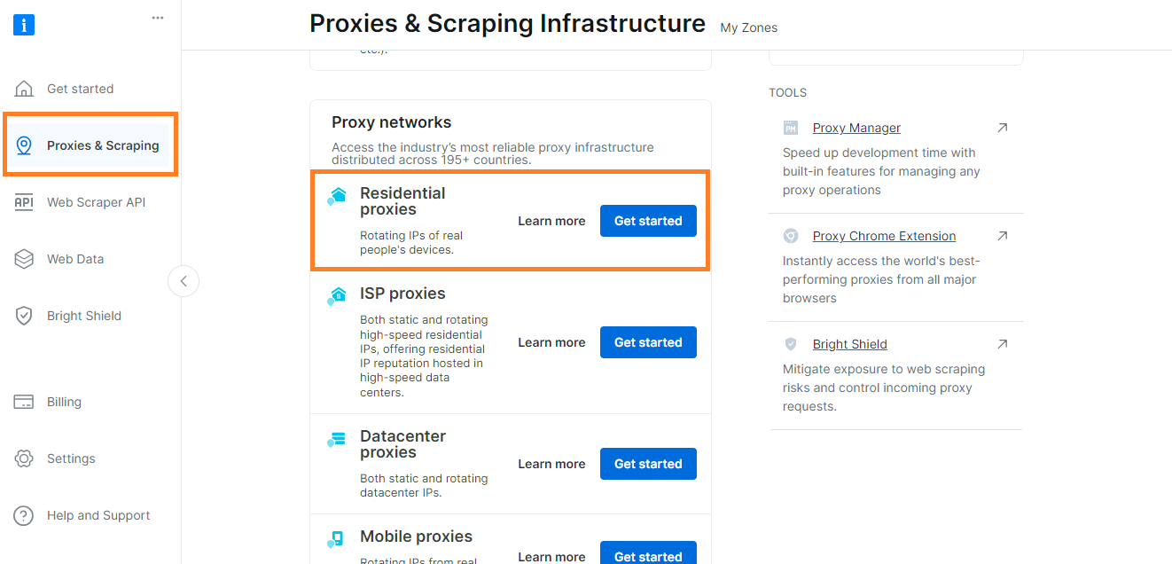Proxies and Scraping Menu