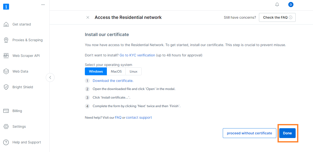 Click Download Certificate