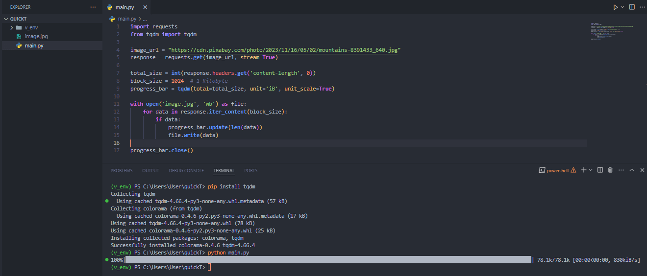 Progress Bar Using tqdm