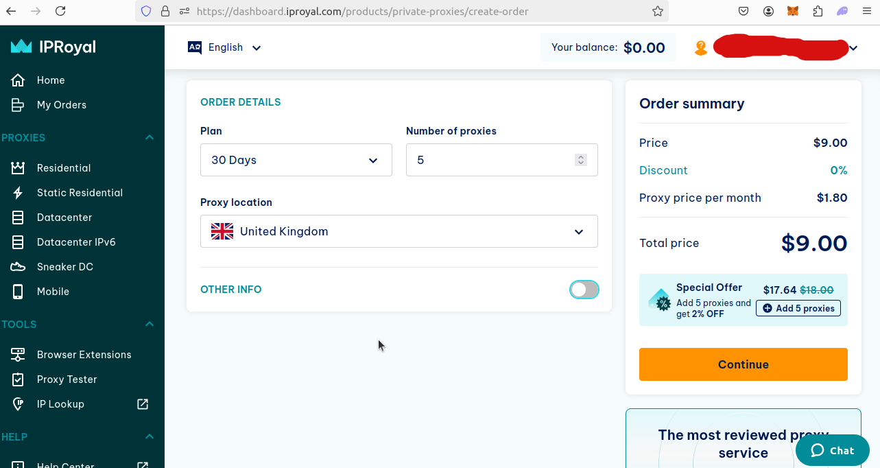 IPRoyal Dashboard