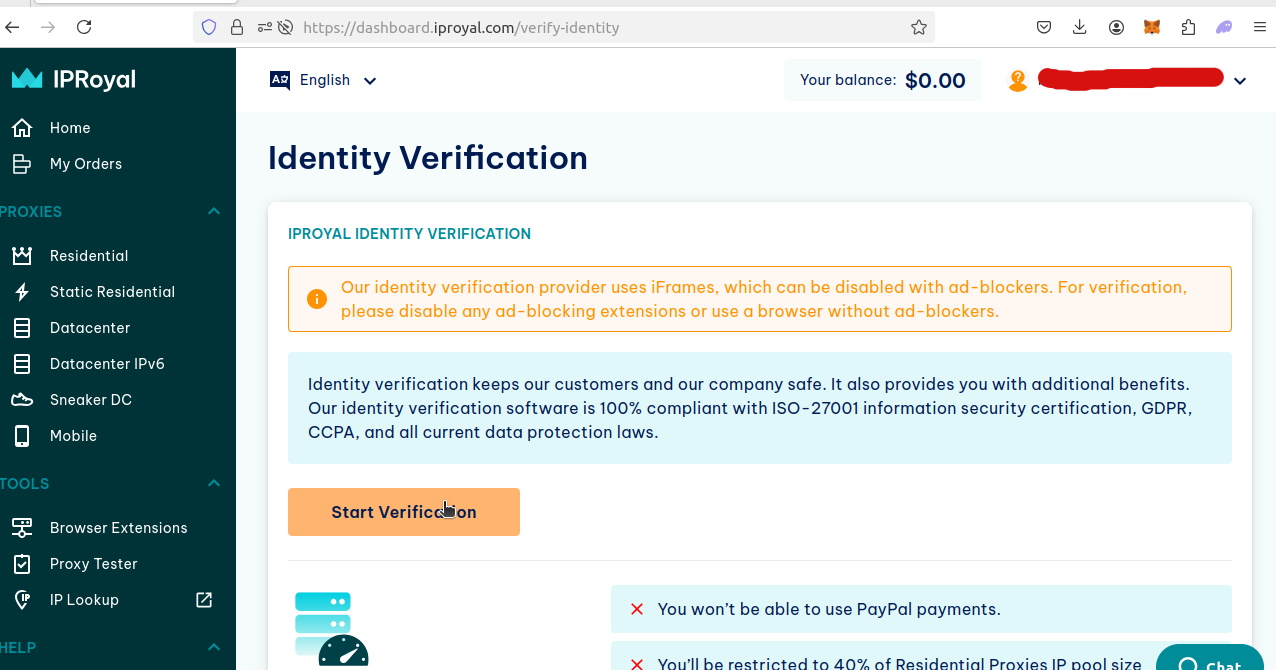 IPRoyal Identity Verification