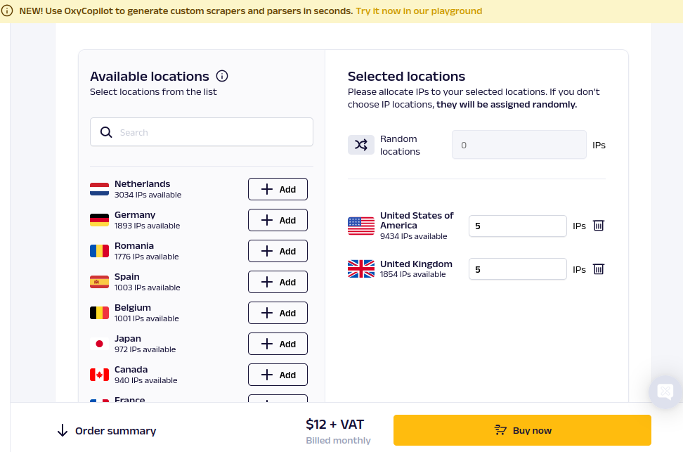 Oxylabs Choose Proxy Location