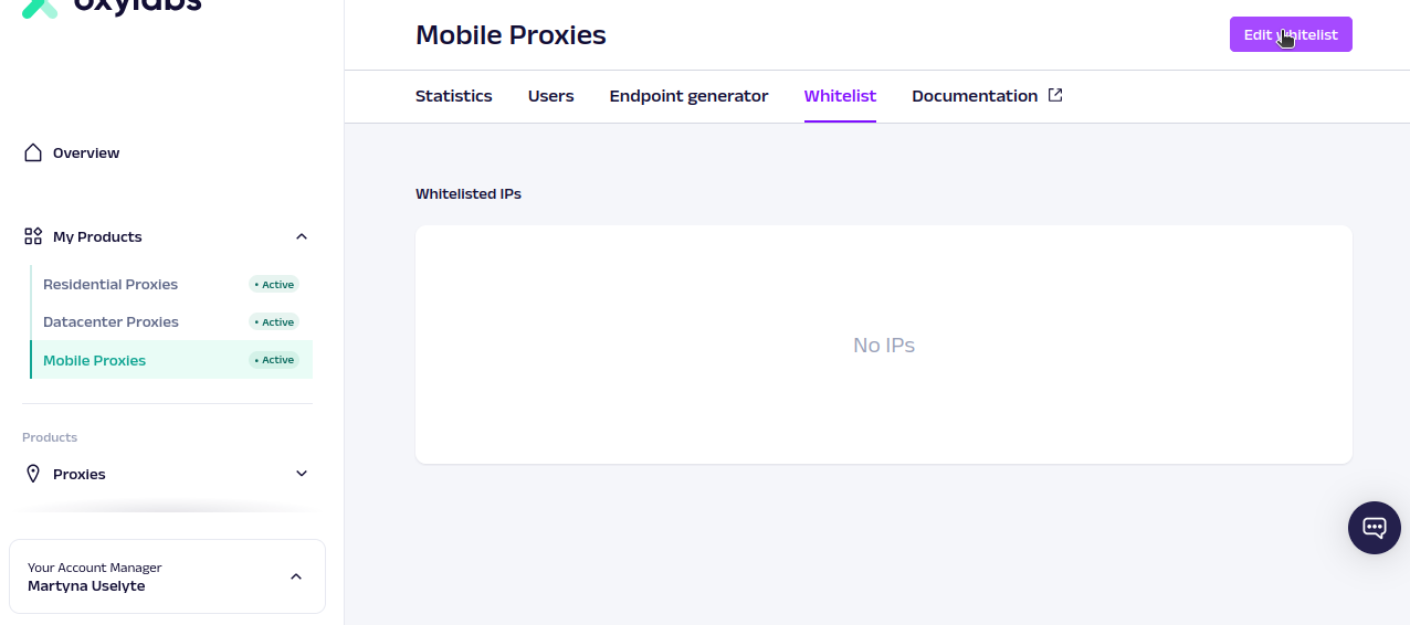 Oxylabs Edit Whitelist