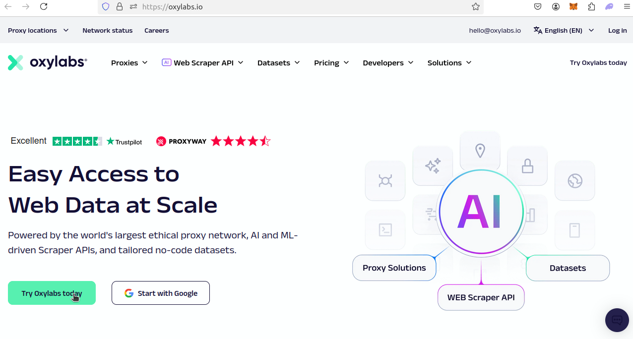Oxylabs Homepage