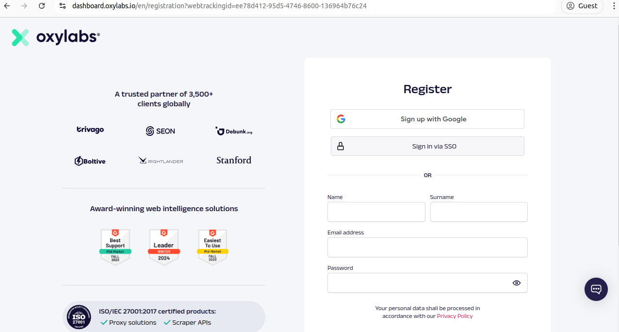Oxylabs Signup