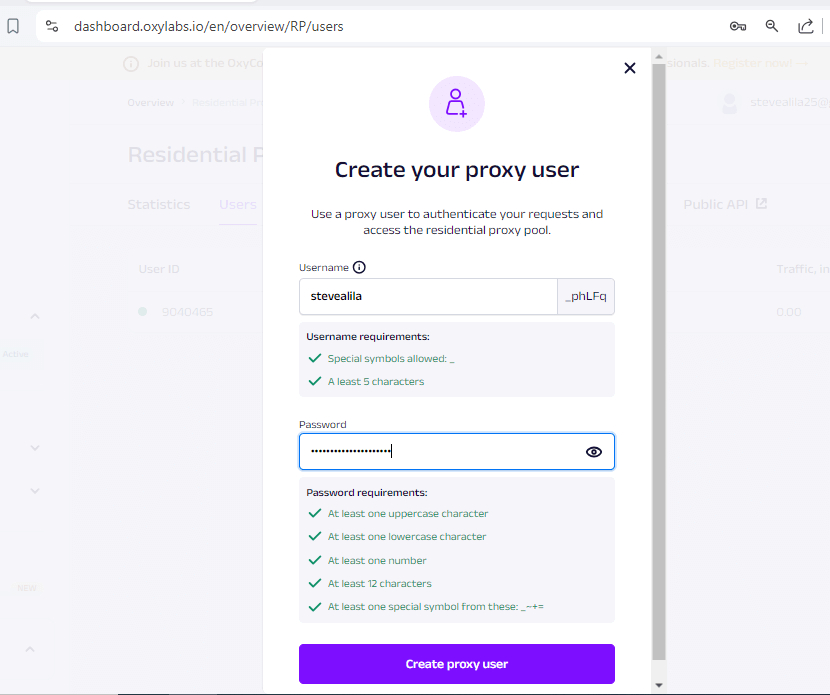 Create Proxy User