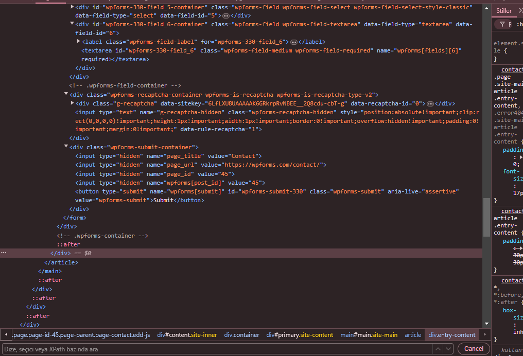 HTML Form Inspection
