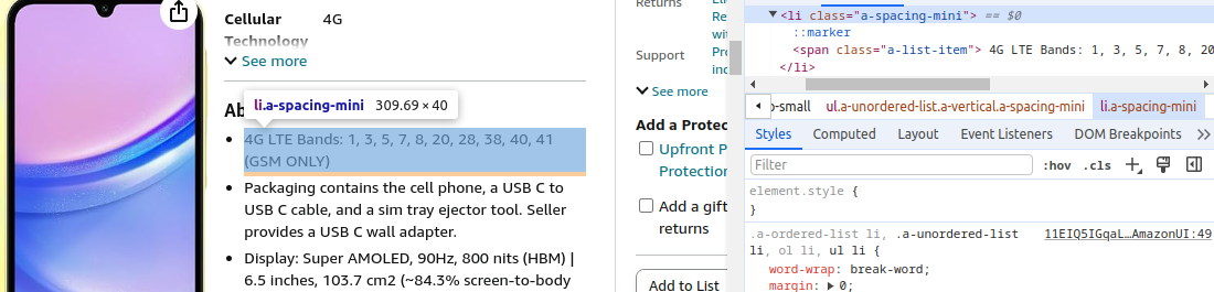 Amazon Product Page Inspection