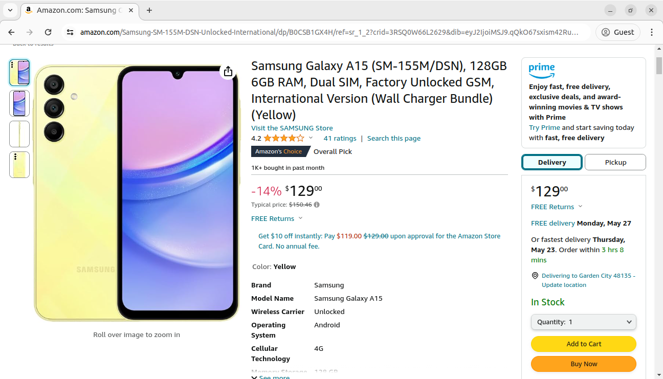 Amazon Product Page