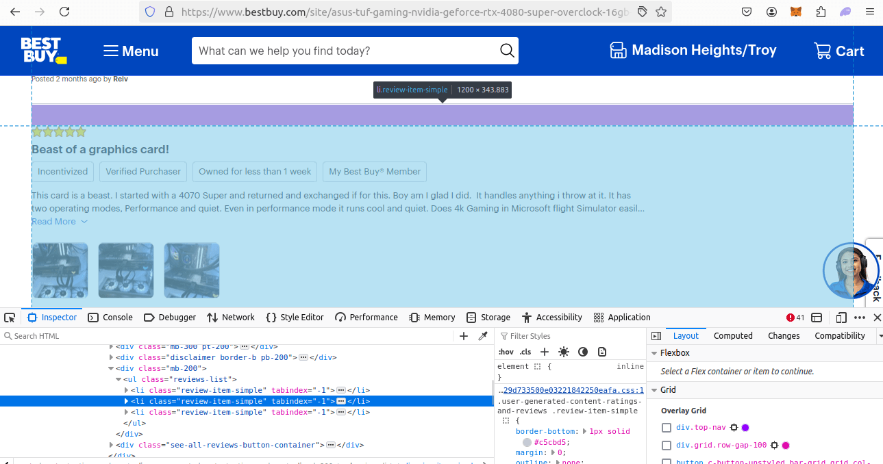 Reviews HTML Inspection