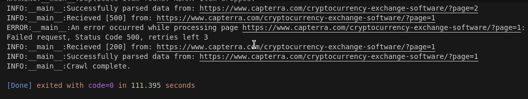 Capterra Crawler Results Terminal