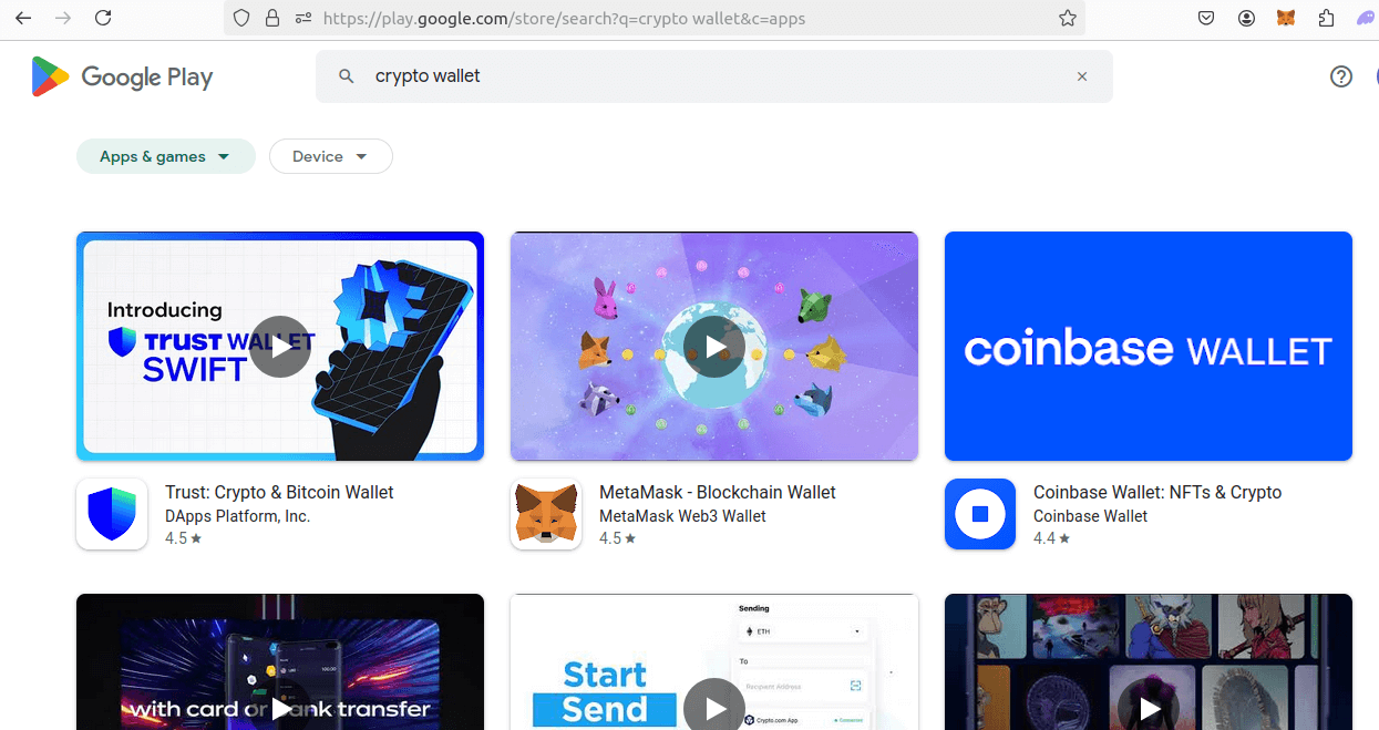 Play Store Search Results