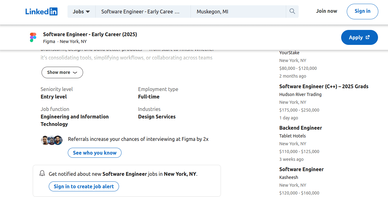 Linkedin Job page