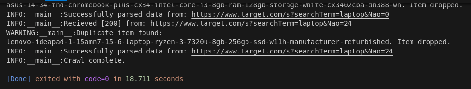 Crawler Results Performance Terminal