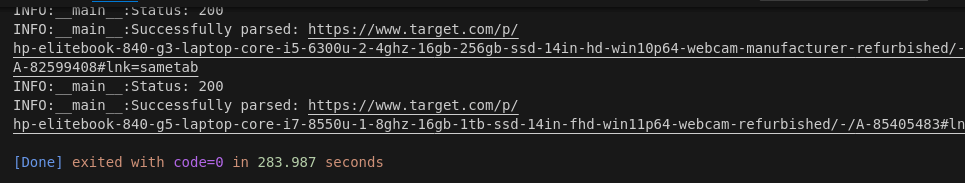 Scraper Results Performance Terminal