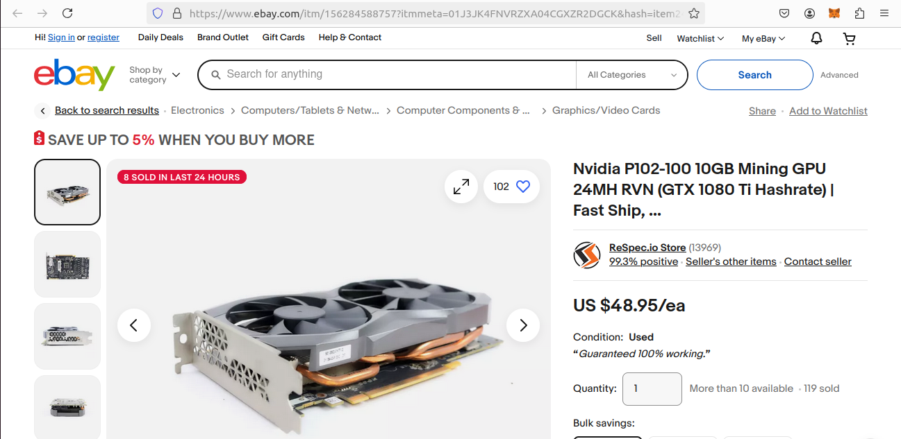 eBay product detail page