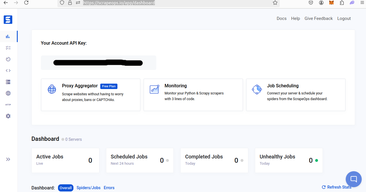 ScrapeOps Dashboard
