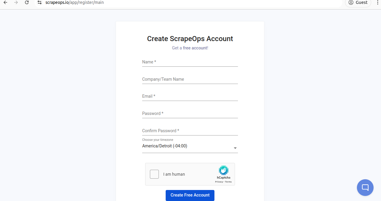 ScrapeOps Signup