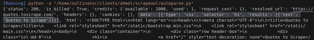 Autoparsing results