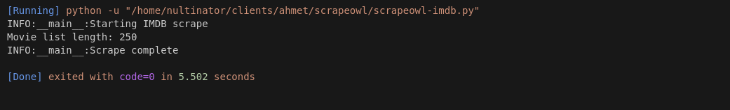 Scrapeowl performance terminal