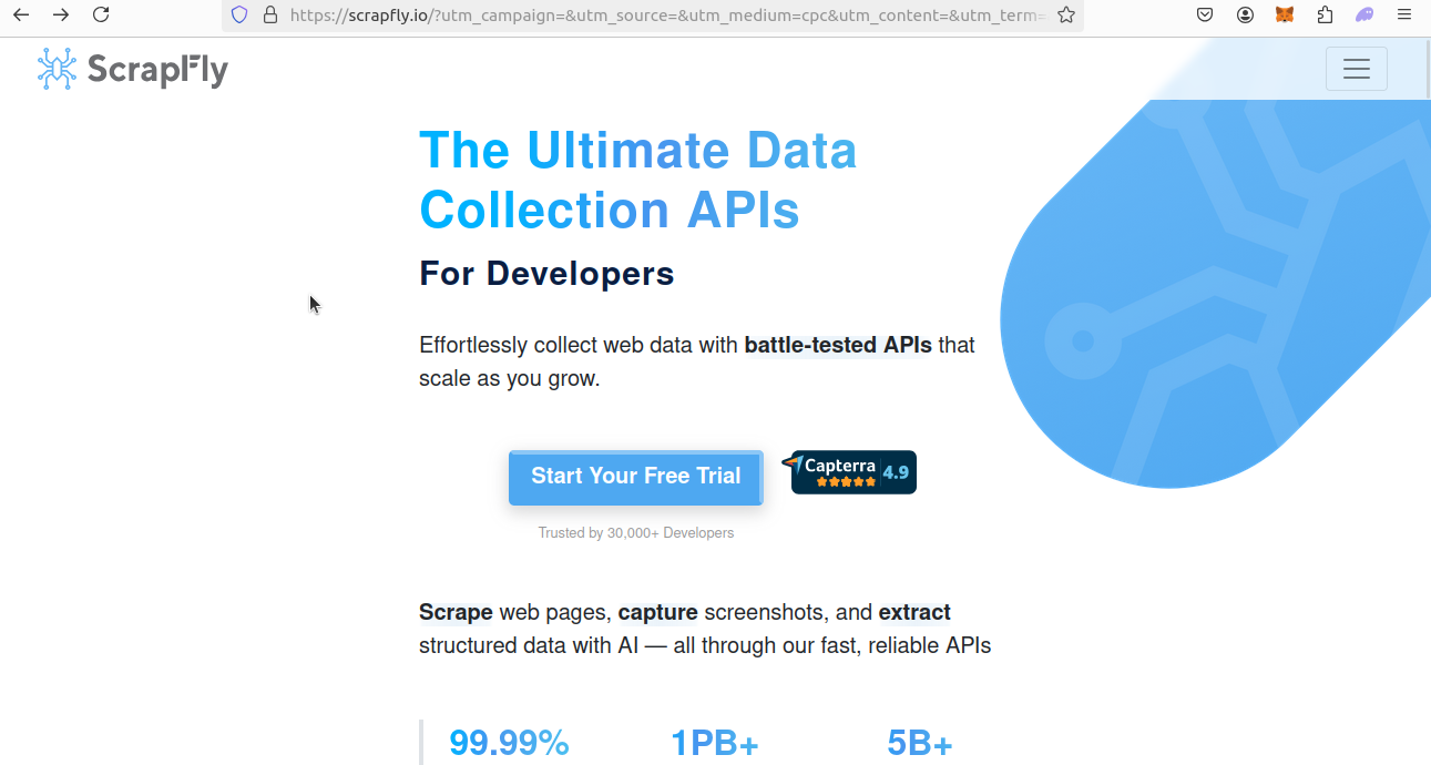 Scrapfly Homepage text